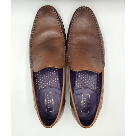 Ted Baker Simeen 3 Brown Leather Slip On Loafers Men's Size 10 Pre-Owned - Picture 5 of 7